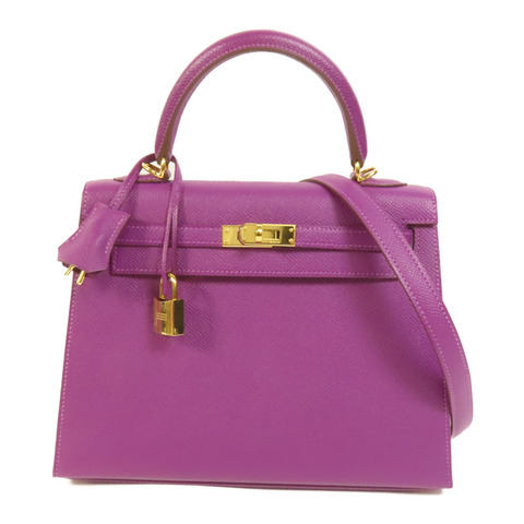HERMES Epsom皮革Kelly 25金扣手挽肩背兩用袋Anemone