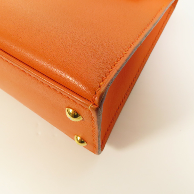 HERMES Swift皮革Kelly 15金扣手挽肩背兩用袋Orange-11