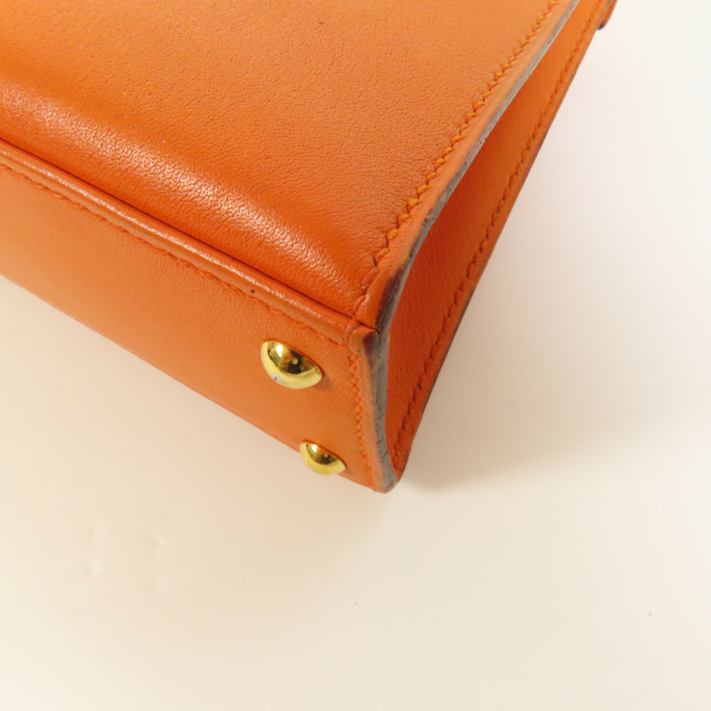 HERMES Swift皮革Kelly 15金扣手挽肩背兩用袋Orange-13