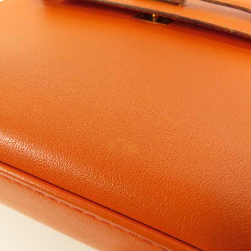 HERMES Swift皮革Kelly 15金扣手挽肩背兩用袋Orange-14