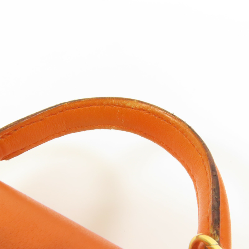 HERMES Swift皮革Kelly 15金扣手挽肩背兩用袋Orange-15