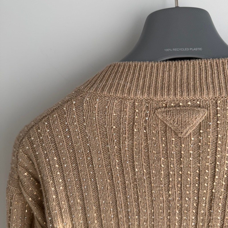 🖤Prada水鑽短版開襟衫/Prada羊毛開襟衫/Prada開襟衫/Prada針織衫/Prada羊毛衫/Prada外套(P25L69/水鑽)🖤無花果精品-5