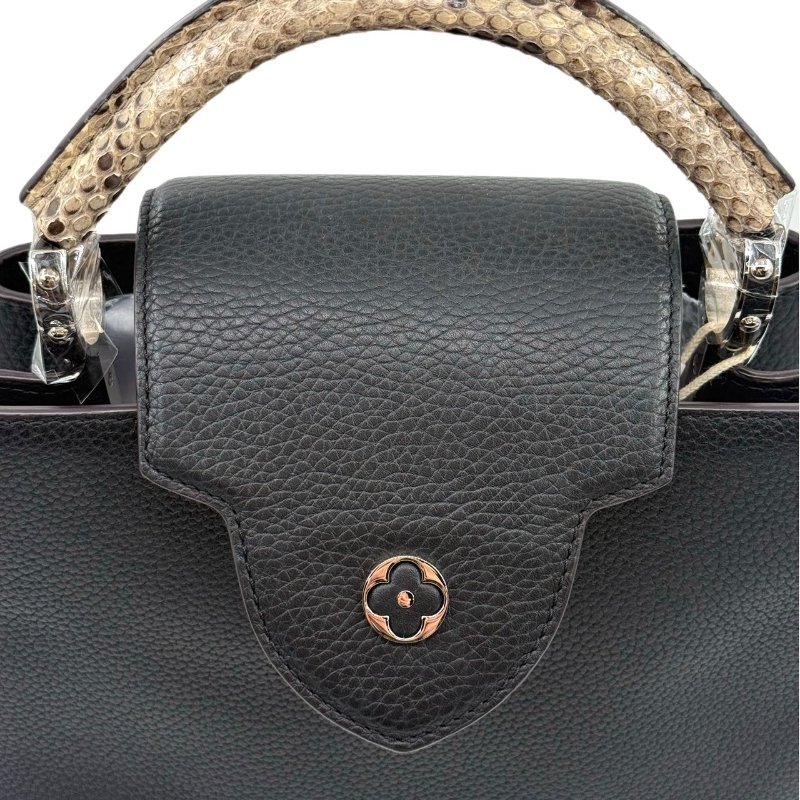 ［2415］路易威登 Louis Vuitton Capucines 黑色手提包 牛皮 中號-6