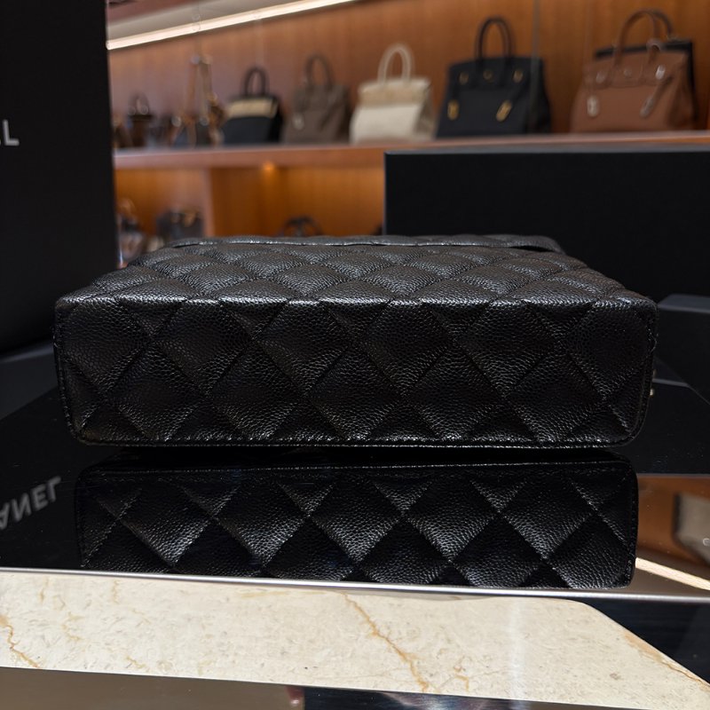 【現貨｜快速出貨】Chanel 25C 19 手把盒子包｜黑色魚子醬牛皮｜經典菱格金鍊斜背包｜-7