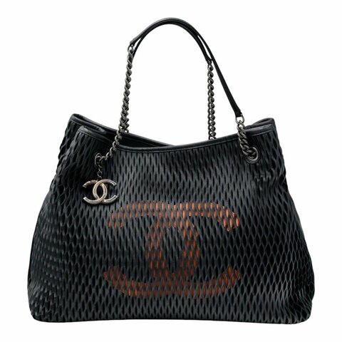 CHANEL香奈兒鏤空皮革鏈條托特包