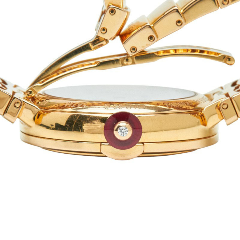 寶格麗 Lucea 1P 女士鑽石自動腕錶，黑色錶盤，18K黃金（750）錶殼-4