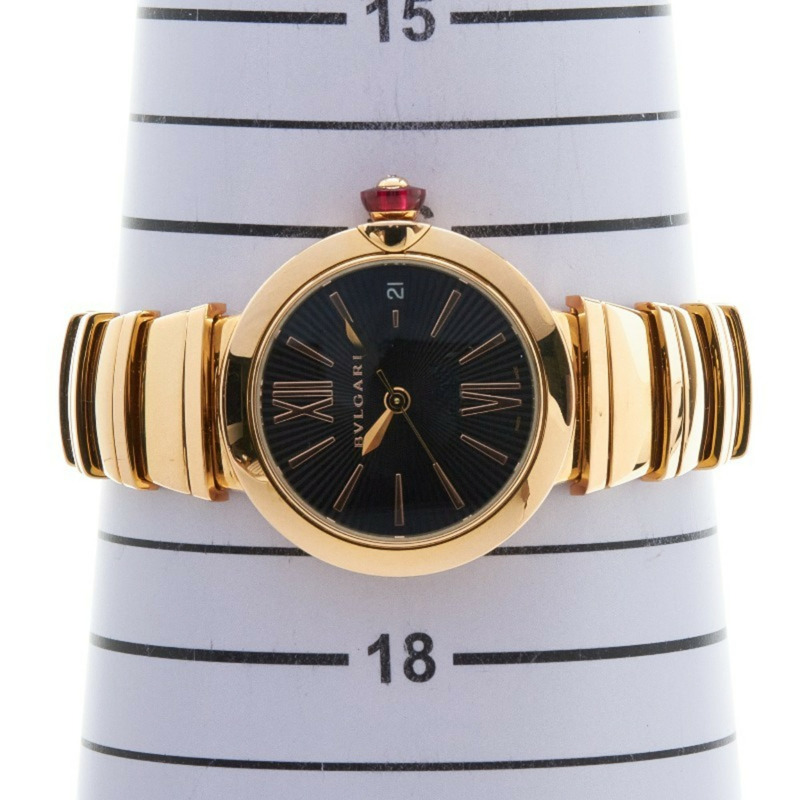 寶格麗 Lucea 1P 女士鑽石自動腕錶，黑色錶盤，18K黃金（750）錶殼-7