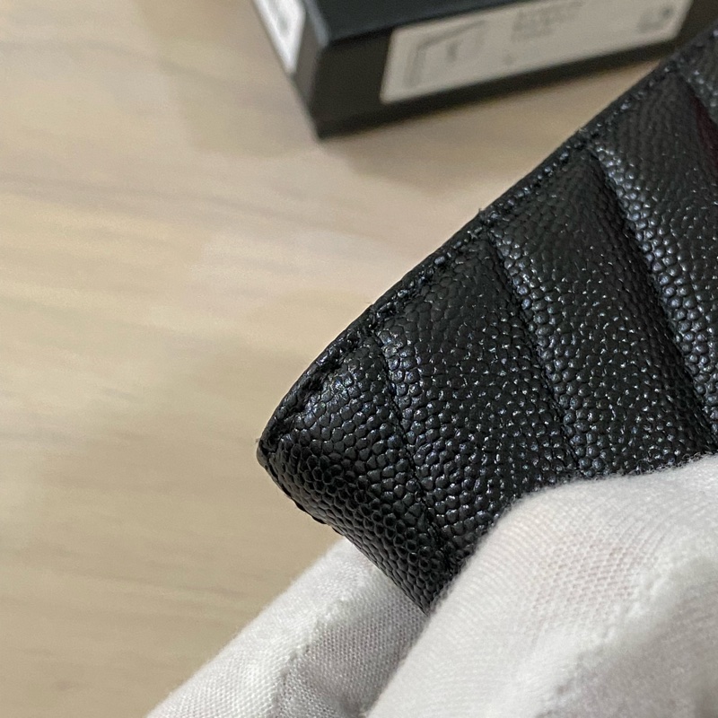 YSL 魚子醬對開短夾 黑金-9