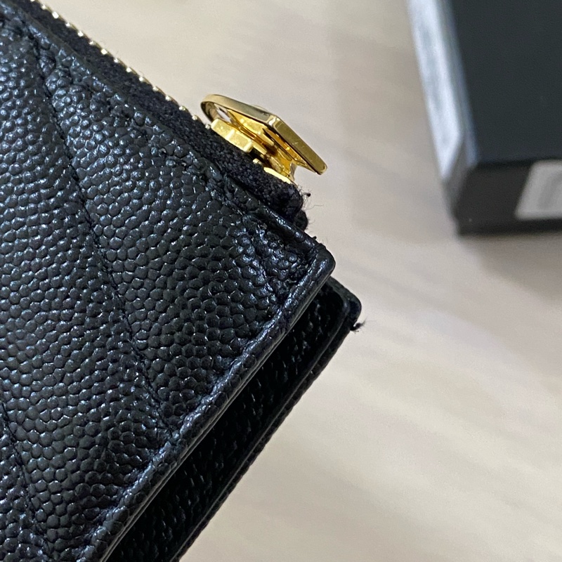 YSL 魚子醬對開短夾 黑金-10