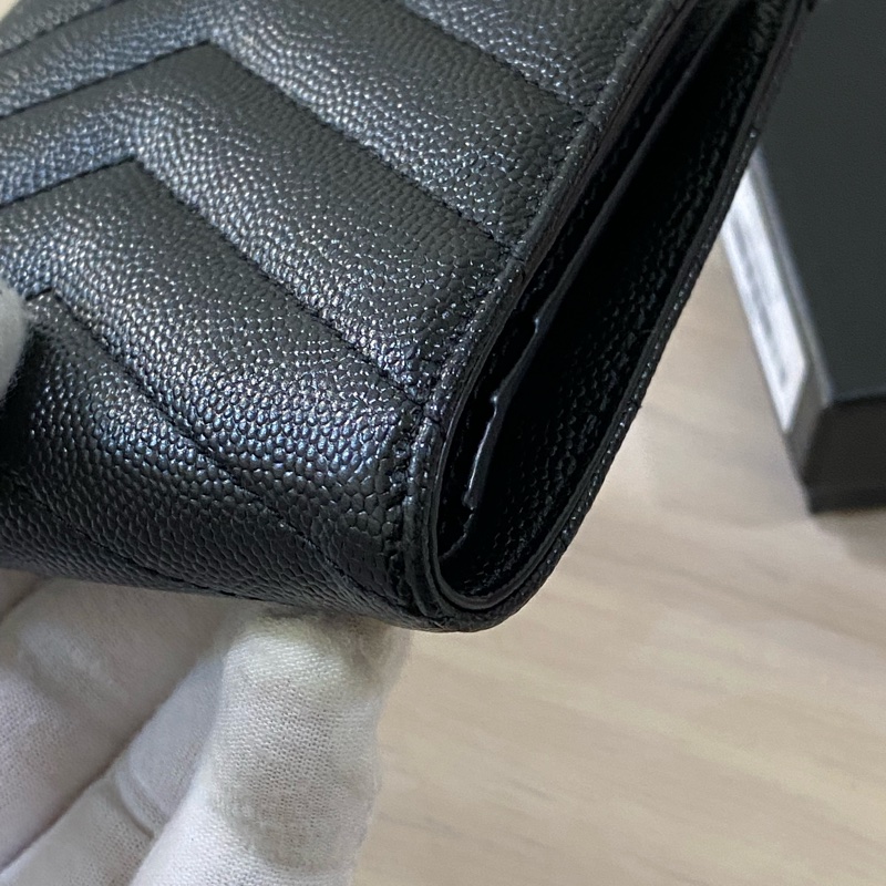 YSL 魚子醬對開短夾 黑金-13