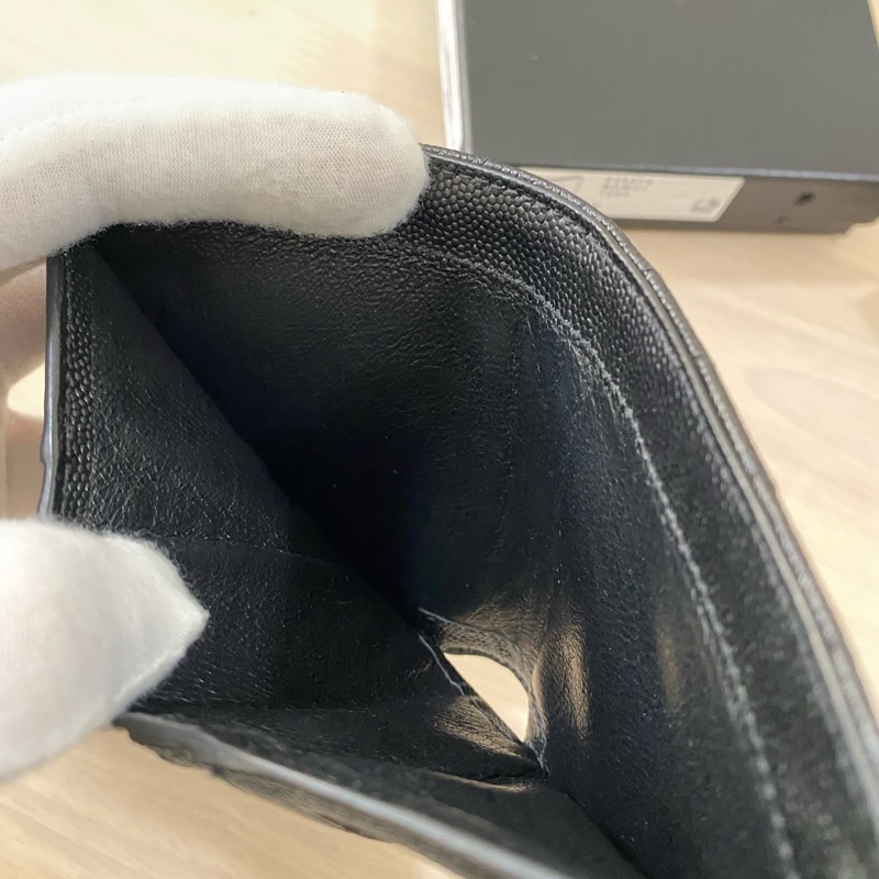 YSL 魚子醬對開短夾 黑金-18