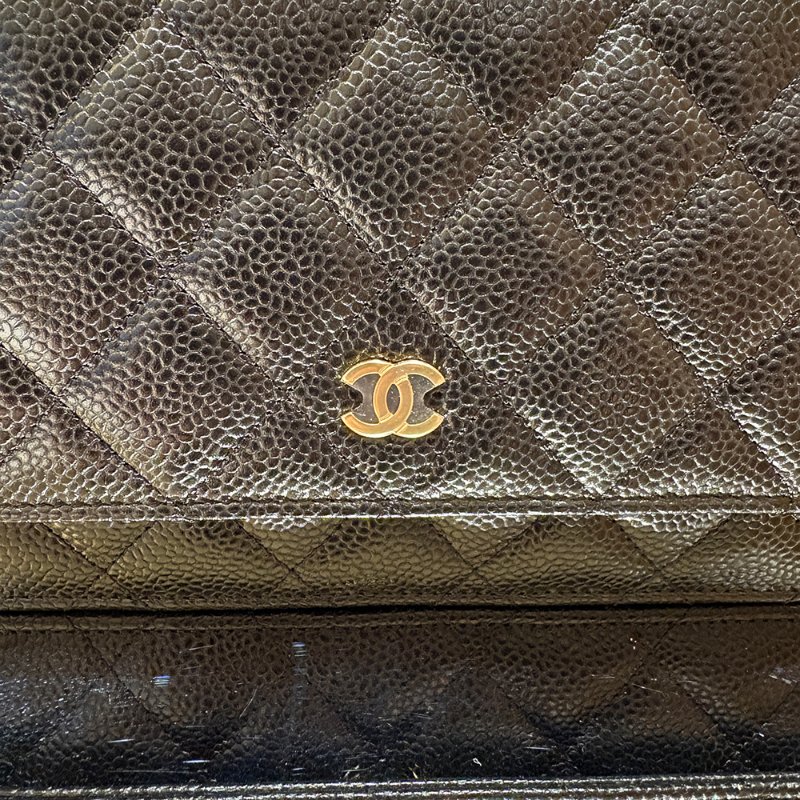 【現貨｜快速出貨】Chanel WOC 黑金 魚子醬皮革｜經典菱格鏈帶斜背包｜小香鏈條錢包｜2024年極新-4