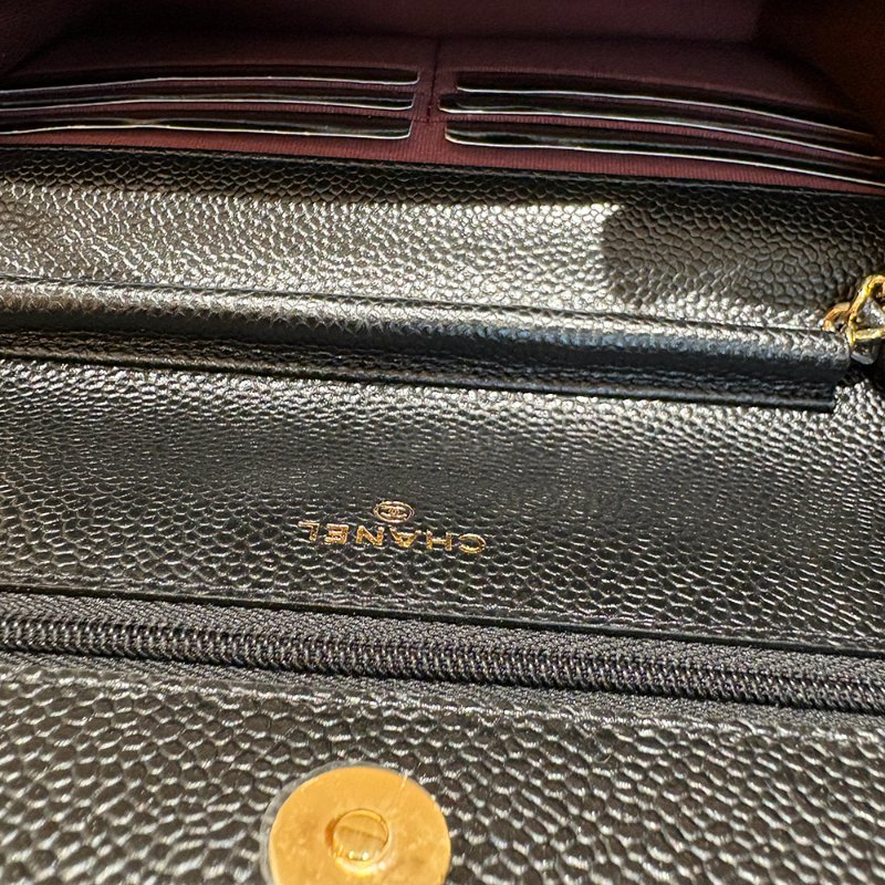 【現貨｜快速出貨】Chanel WOC 黑金 魚子醬皮革｜經典菱格鏈帶斜背包｜小香鏈條錢包｜2024年極新-16