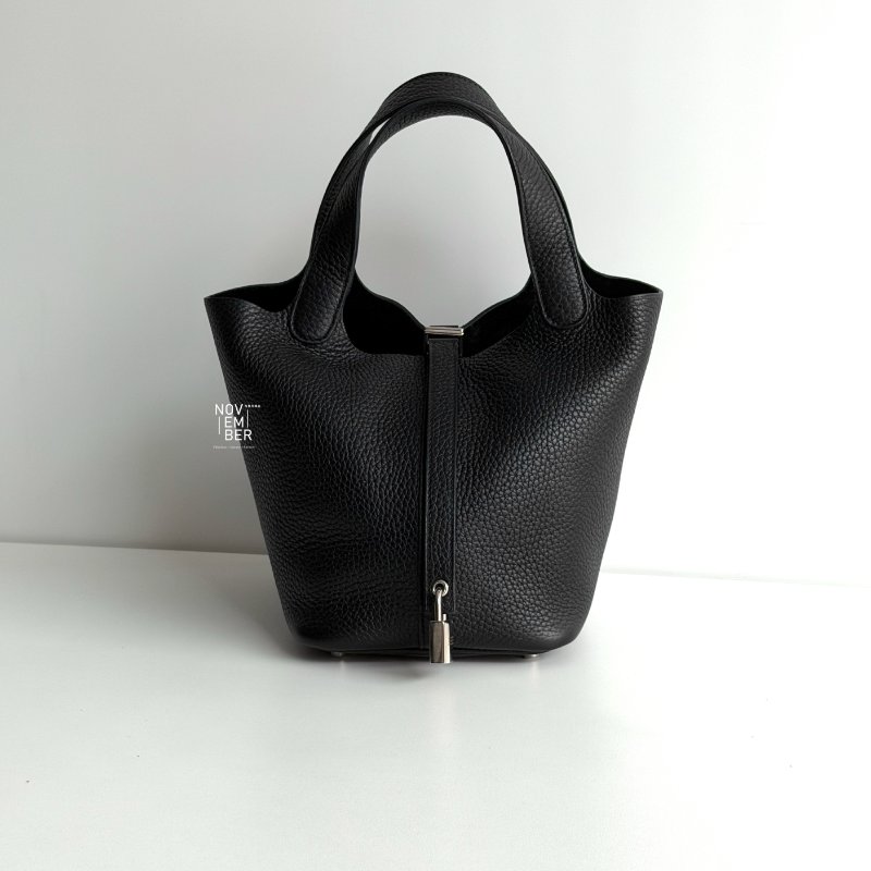 99新🆕 Hermès 愛馬仕 Picotin18 黑色銀釦-0