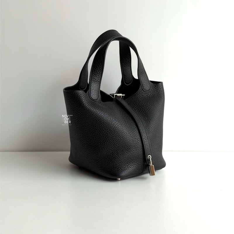 99新🆕 Hermès 愛馬仕 Picotin18 黑色銀釦-2