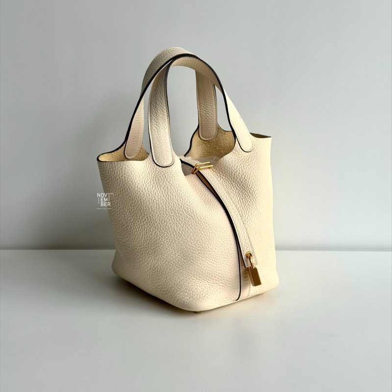 99新🆕 Hermès 愛馬仕 Picotin18 奶油白金釦-1