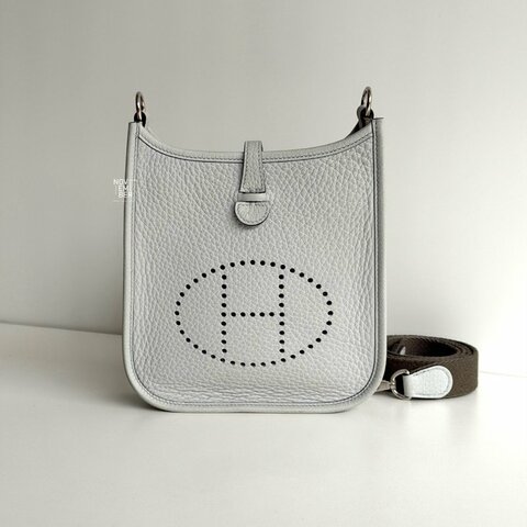 99新🆕 Hermès 愛馬仕 Evelyne Mini 聖杯藍銀釦 二代