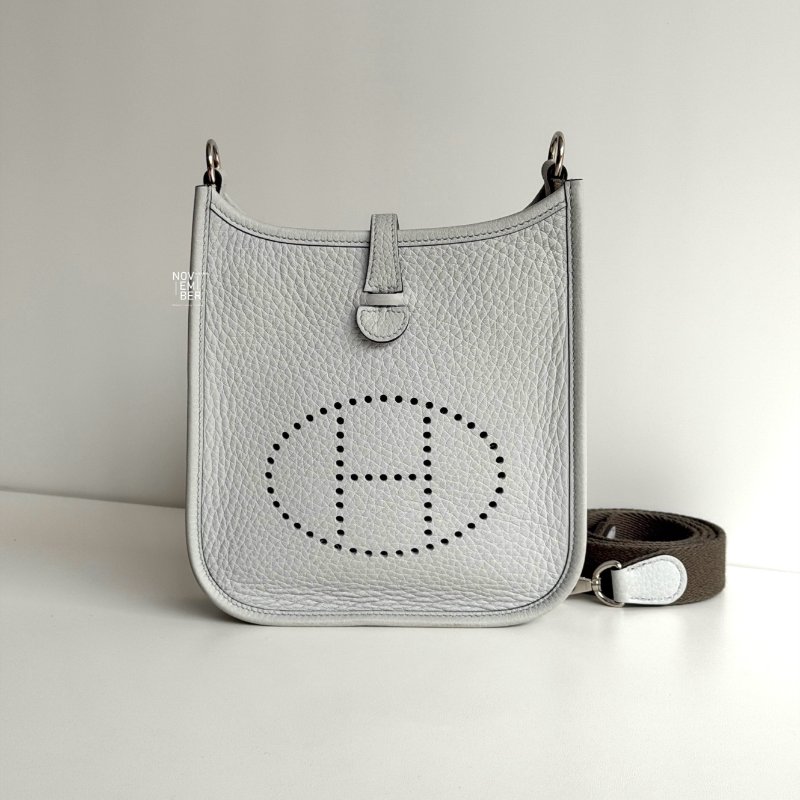 99新🆕 Hermès 愛馬仕 Evelyne Mini 聖杯藍銀釦 二代-0