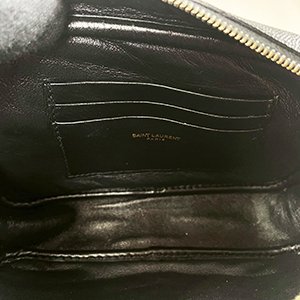 ＊奢華大道國際精品＊【Y098】YSL 黑色魚子醬牛皮 金色LOGO 拉鍊流蘇鍊帶相機包-6