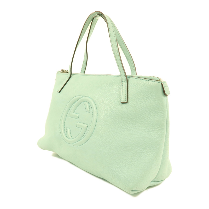 GUCCI 牛皮皮革Hand Bag銀扣手挽袋-2