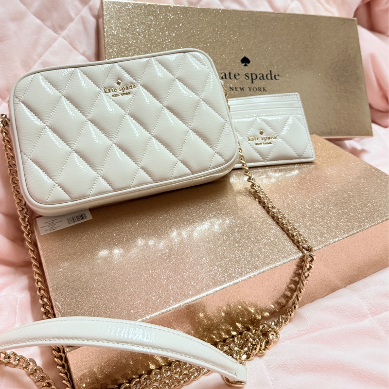 Kate spade♠️ 包包禮盒✨漆皮鏈帶包✨聖誕節禮物✨小香風✨包包兩件組禮盒✨超美-0