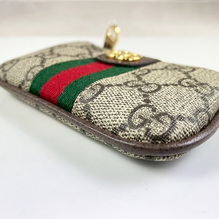 *奢華大道國際精品＊【G1809】GUCCI 咖啡色PVC綠紅綠 Ophidia 鑰匙/零錢包 671722-5