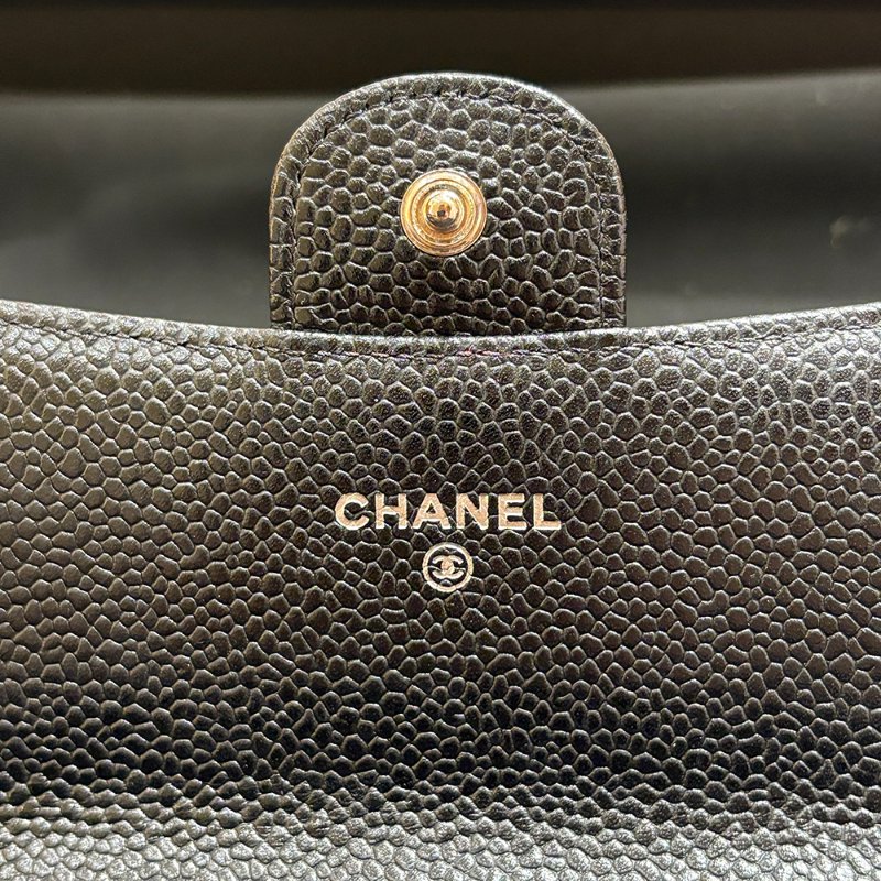 【現貨｜經典百搭】Chanel CF 魚子醬牛皮長夾｜黑色 × 銀釦｜22卡位大容量設計｜2016年｜香奈兒經典CC Logo長夾-10