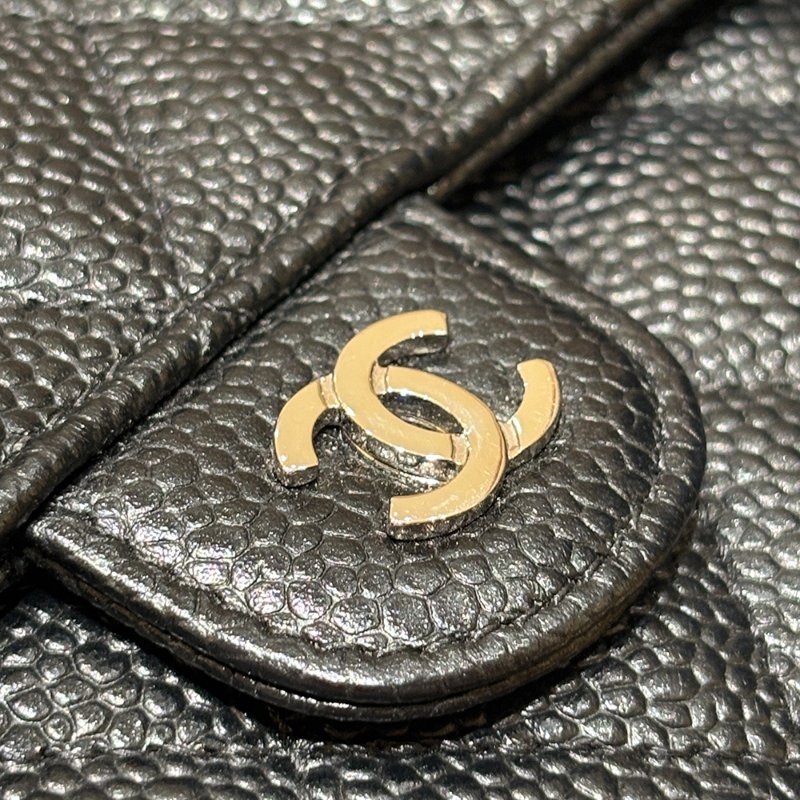 【現貨｜經典百搭】Chanel CF 魚子醬牛皮長夾｜黑色 × 銀釦｜22卡位大容量設計｜2016年｜香奈兒經典CC Logo長夾-11