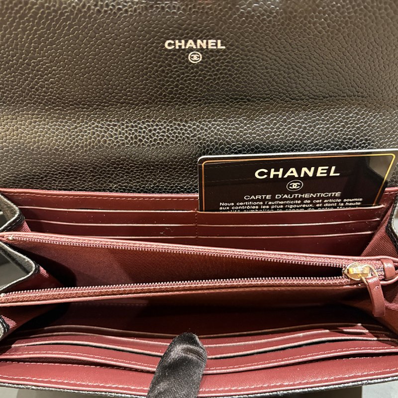 【現貨｜經典百搭】Chanel CF 魚子醬牛皮長夾｜黑色 × 銀釦｜22卡位大容量設計｜2016年｜香奈兒經典CC Logo長夾-12