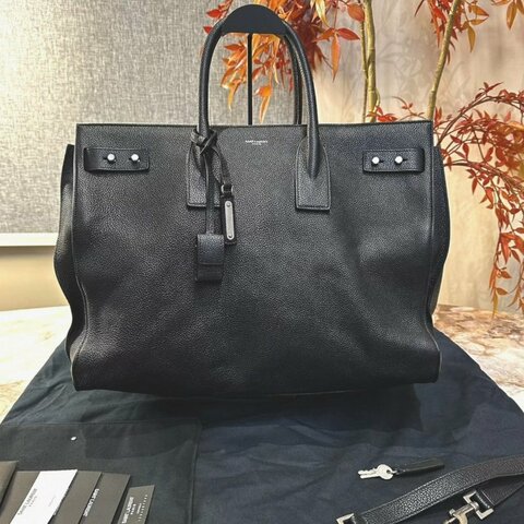 YSL SAC DE JOUR黑色牛皮手提肩背斜背包 40*30*13.5 98新配件塵袋鎖鑰匙