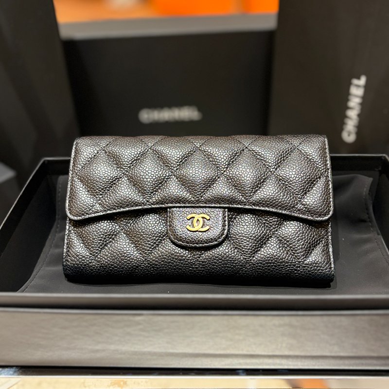 【現貨｜經典耐看】Chanel CF 三折長夾｜魚子醬牛皮 × 金釦｜2016年出品｜香奈兒經典銀包推薦｜保卡盒裝完整-0