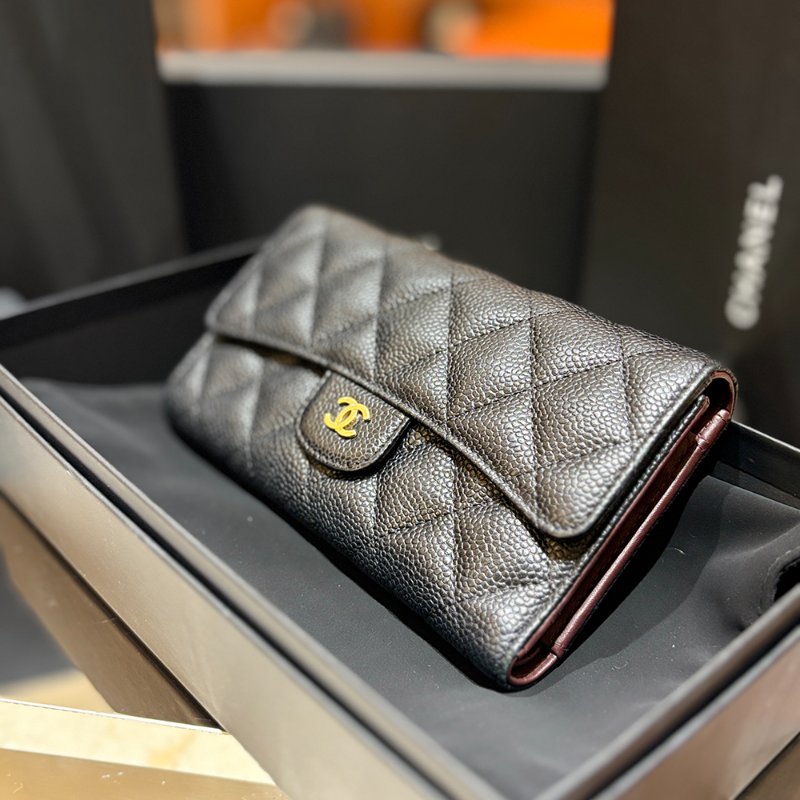 【現貨｜經典耐看】Chanel CF 三折長夾｜魚子醬牛皮 × 金釦｜2016年出品｜香奈兒經典銀包推薦｜保卡盒裝完整-1