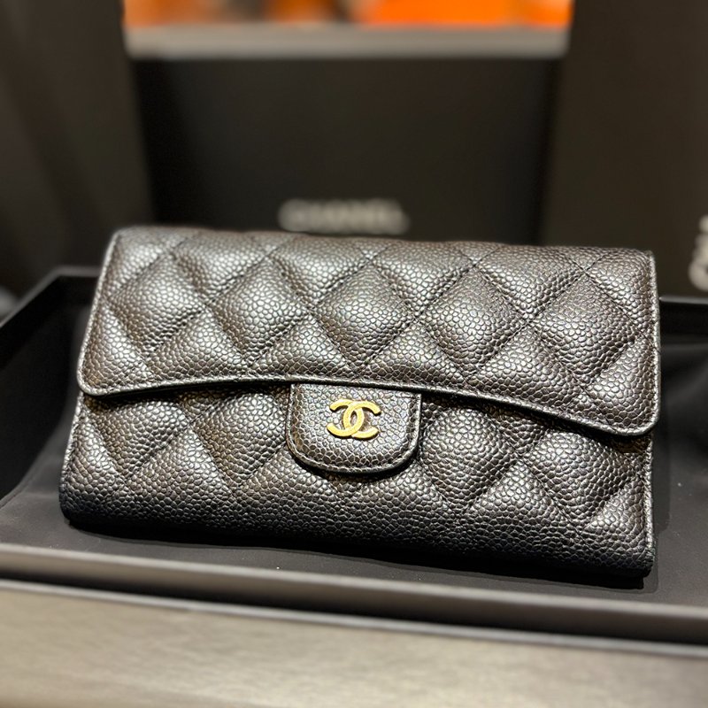 【現貨｜經典耐看】Chanel CF 三折長夾｜魚子醬牛皮 × 金釦｜2016年出品｜香奈兒經典銀包推薦｜保卡盒裝完整-9