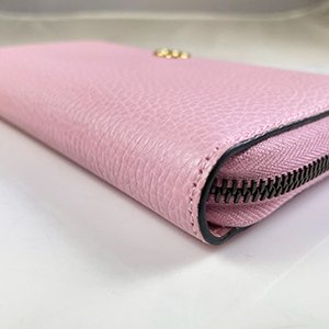 *奢華大道國際精品＊【G1810】GUCCI 粉色牛皮竹節ㄇ字拉鍊長夾 739499-5