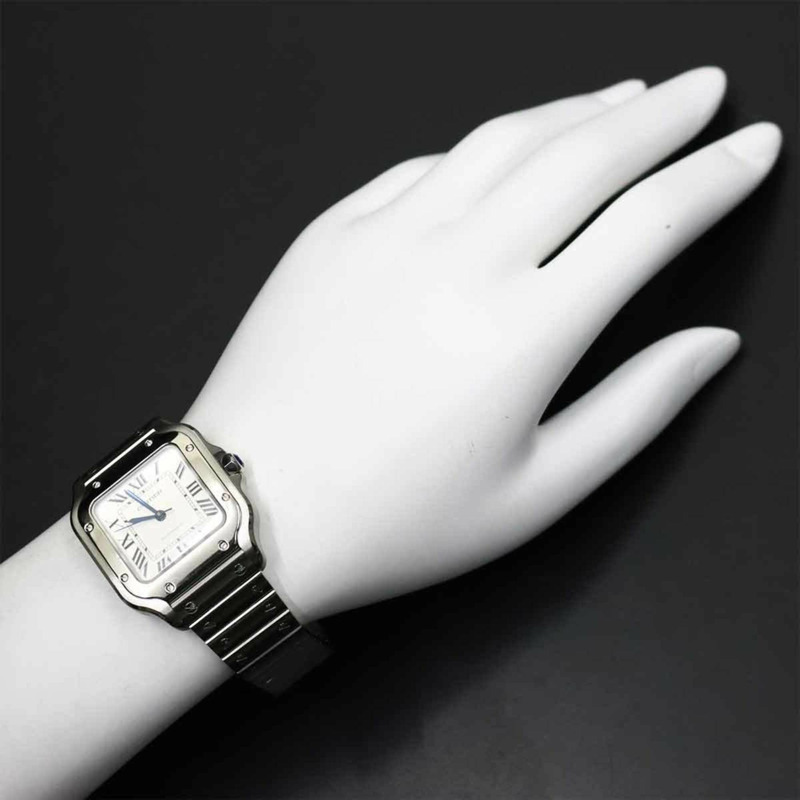 卡地亞 Santos de MM WSSA0010 男士銀色自動腕錶-3