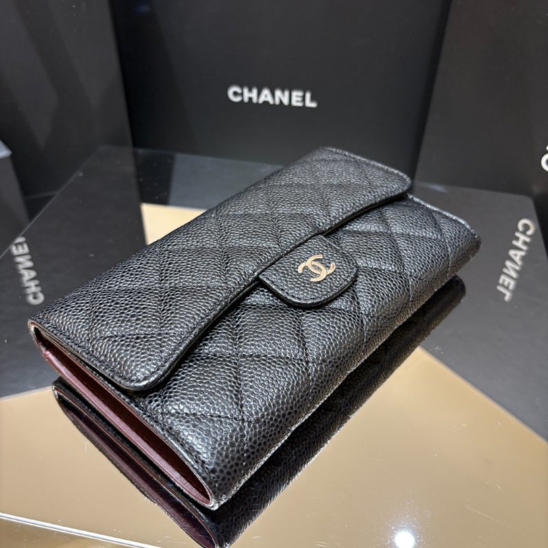 【現貨｜實用經典】Chanel CF 三折長夾｜魚子醬牛皮 × 銀釦｜19開｜香奈兒經典黑色皮夾｜百搭三折設計｜保卡盒裝完整-7