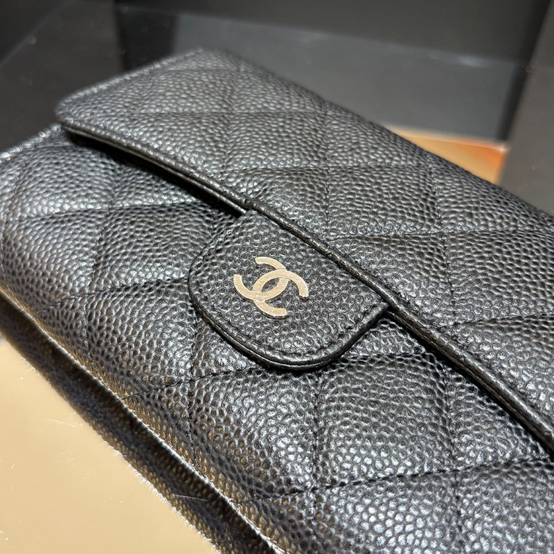 【現貨｜實用經典】Chanel CF 三折長夾｜魚子醬牛皮 × 銀釦｜19開｜香奈兒經典黑色皮夾｜百搭三折設計｜保卡盒裝完整-8