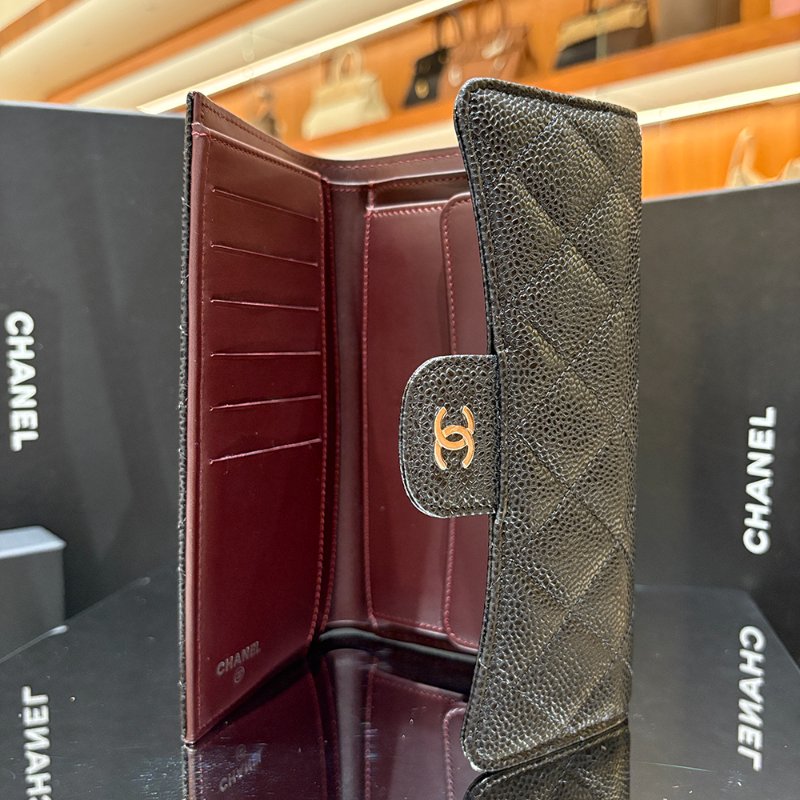 【現貨｜實用經典】Chanel CF 三折長夾｜魚子醬牛皮 × 銀釦｜19開｜香奈兒經典黑色皮夾｜百搭三折設計｜保卡盒裝完整-9