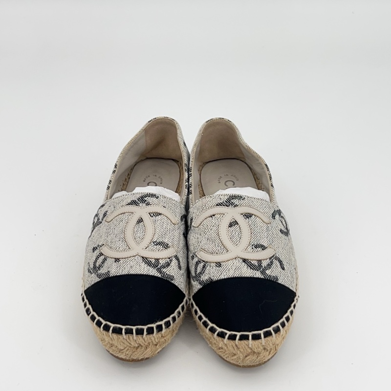 Chanel香奈兒 灰色滿logo漁夫鞋 36碼-1