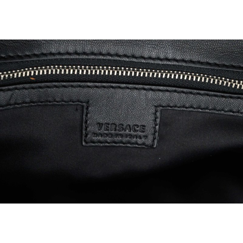 VERSACE黑色皮革鉚釘搭扣包-4