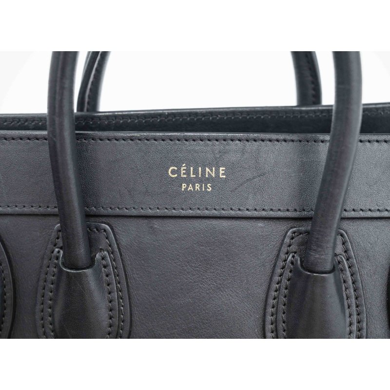 CELINE黑色皮革Nano Luggage囧臉包-4