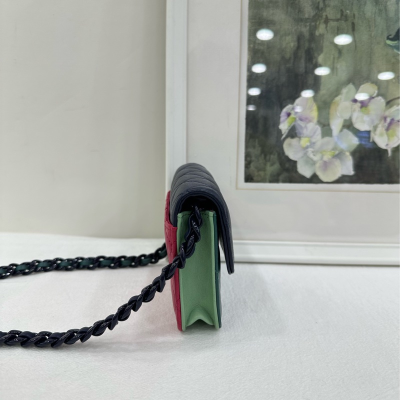 Chanel 香奈兒 23p 拼色小卡包 可以斜背 新版鐳射-3