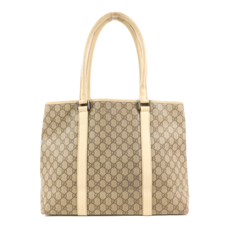 GUCCI 塗層帆布Tote Bag銀扣肩背袋-1