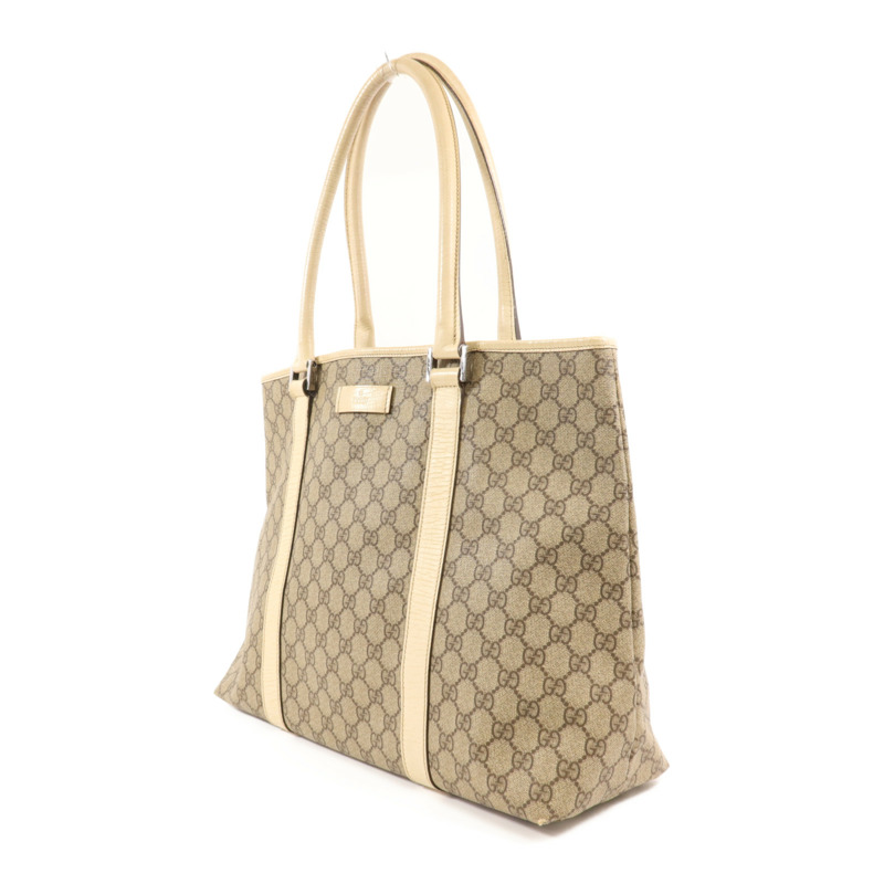 GUCCI 塗層帆布Tote Bag銀扣肩背袋-2