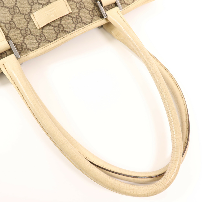 GUCCI 塗層帆布Tote Bag銀扣肩背袋-4