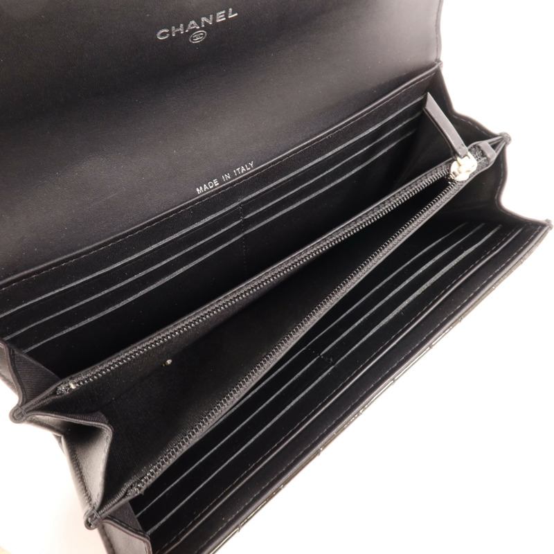 CHANEL 漆皮皮革Long Wallet銀扣長錢包-4