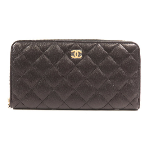 CHANEL 牛皮皮革Long Wallet金扣長錢包