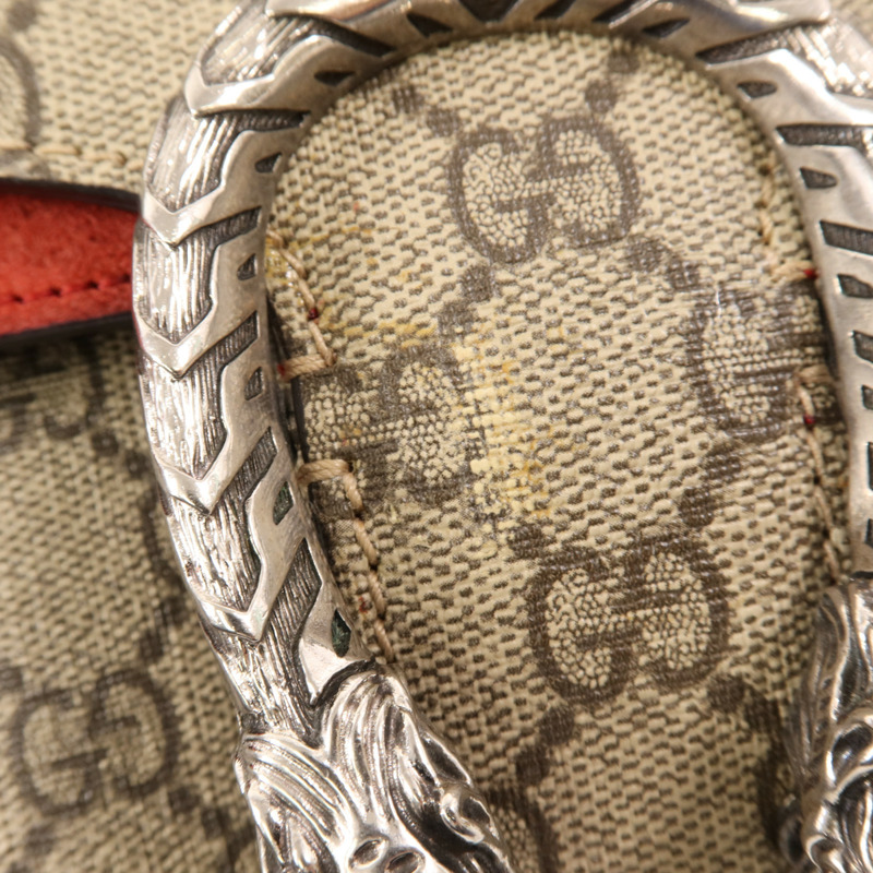 GUCCI 塗層帆布Dionysus銀扣鏈帶肩背袋-12