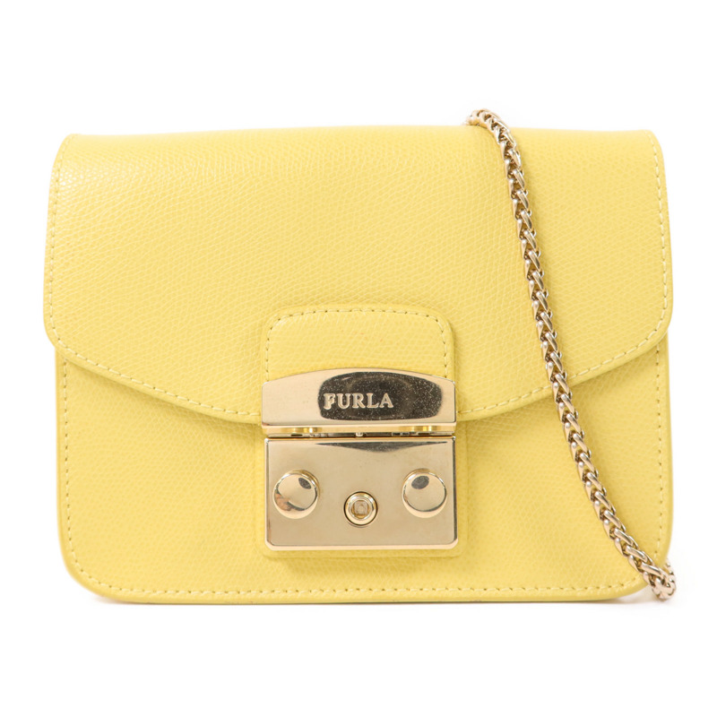 Furla 牛皮皮革Chain Shoulder Bag金扣鏈帶肩背袋-0
