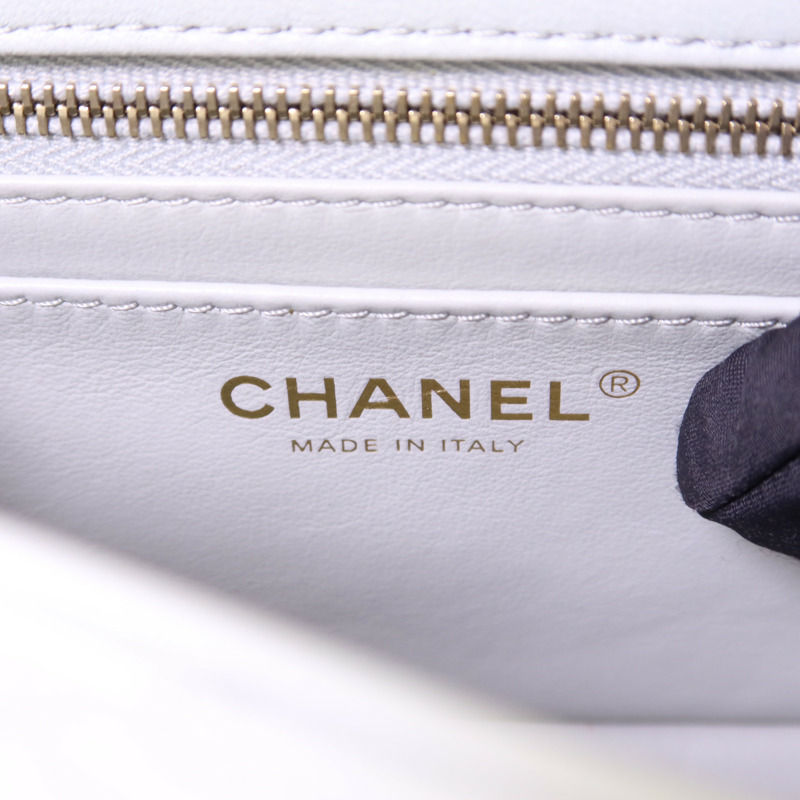 CHANEL 羊皮皮革Classic Camellia金扣鏈帶肩背袋-8